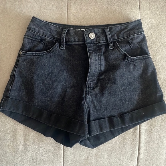 Rewash Pants - WOMENS - Super high rise mom black shorts - Size 1/25